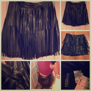 Black fringe Miniskirt